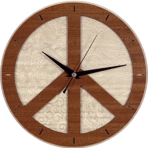 Peace Clock in wood image 1