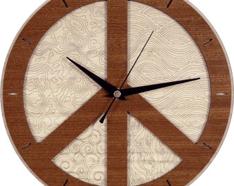 Peace Clock in wood