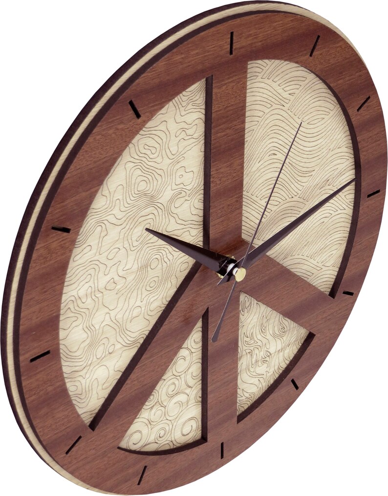 Peace Clock in wood image 4