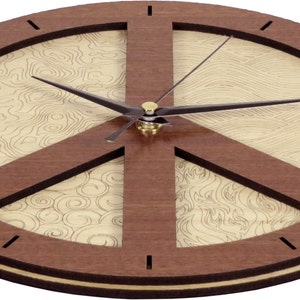 Peace Clock in wood image 2