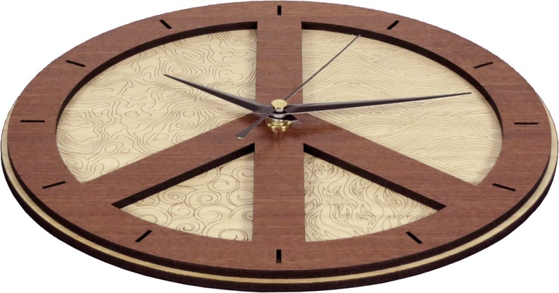 Peace Clock in wood image 2
