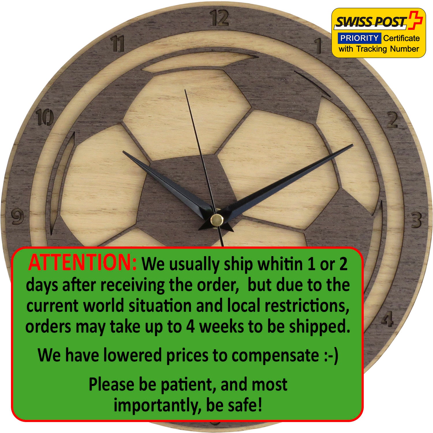 Football Clock in wood / Soccer Clock / Futbol Clock / Calcio Etsy