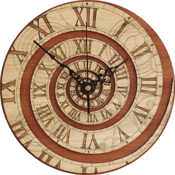 Doctor Who Clock in Wood - Time Vortex Clock - NT, inspired by Doctor Who