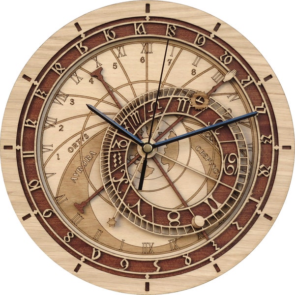 Horloge Astronomique de Prague en Bois - Production Limitée