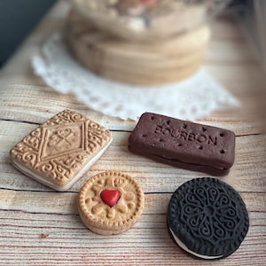 Biscuit magnets , miniature food jewellery , polymer clay keyring , charm , necklace