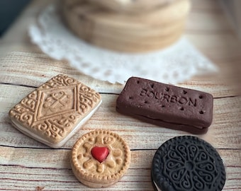 Biscuit magnets , miniature food jewellery , polymer clay keyring , charm , necklace