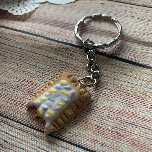 Breloque poptart , bijoux miniatures alimentaires , porte-clés en pâte polymère , breloque , collier