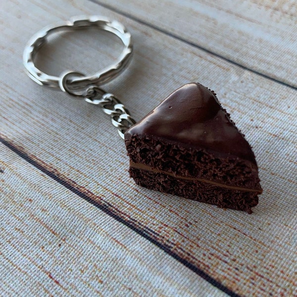 Breloque pour gâteau au chocolat , bijou culinaire miniature , porte-clés en pâte polymère , breloque , collier