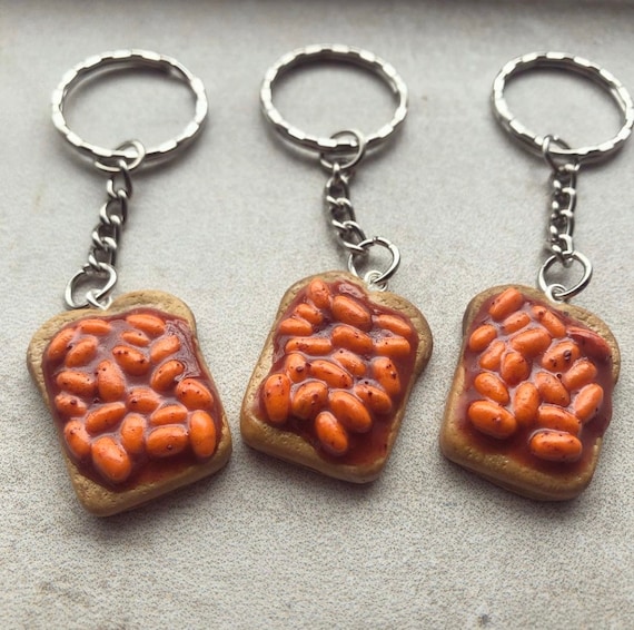 Baked Beans on Toast Charm Miniature Food Jewellery Polymer