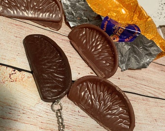 Chocolate orange keyring , miniature food jewellery , polymer clay keyring , charm , necklace