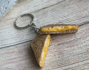 Polymer clay  Grilled Cheese Sandwich   charm , miniature food jewellery , polymer clay keyring , charm , necklace