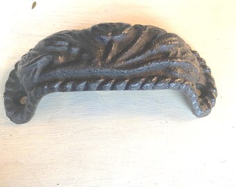 Black Cast Iron Drawer Pull, D-Knob Cabinet Hardware for Dresser & Cupboard