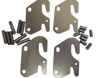 Zinc Plated Steel Bed Rail Fastener Set, Hook Plates with Mounting Pins, Bed Frame Hardware