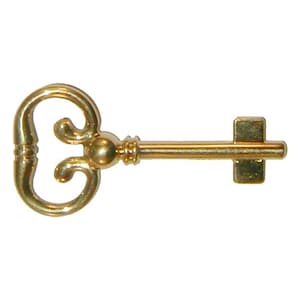 Brass Plated Key for Roll Top Desk Lock - Polished Skeleton Antique vintage retro old rustic Victorian