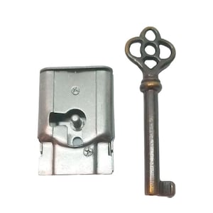 Full Mortise Lock & Skeleton Key 1-1/2&quot; X 1&quot; right  Desk lock | Cabinet Lock | lock Repair | Cabinet Hardware | unique cabinet Lock
