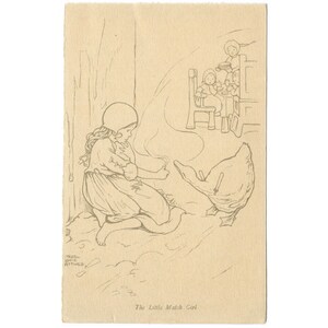 A Pequena Vendedora de Fósforos, de Mabel Lucie Attwell, cartão postal antigo, sem uso, publicado por Raphael Tuck & Sons, Andersen's Fairy Tales, esboço c1930