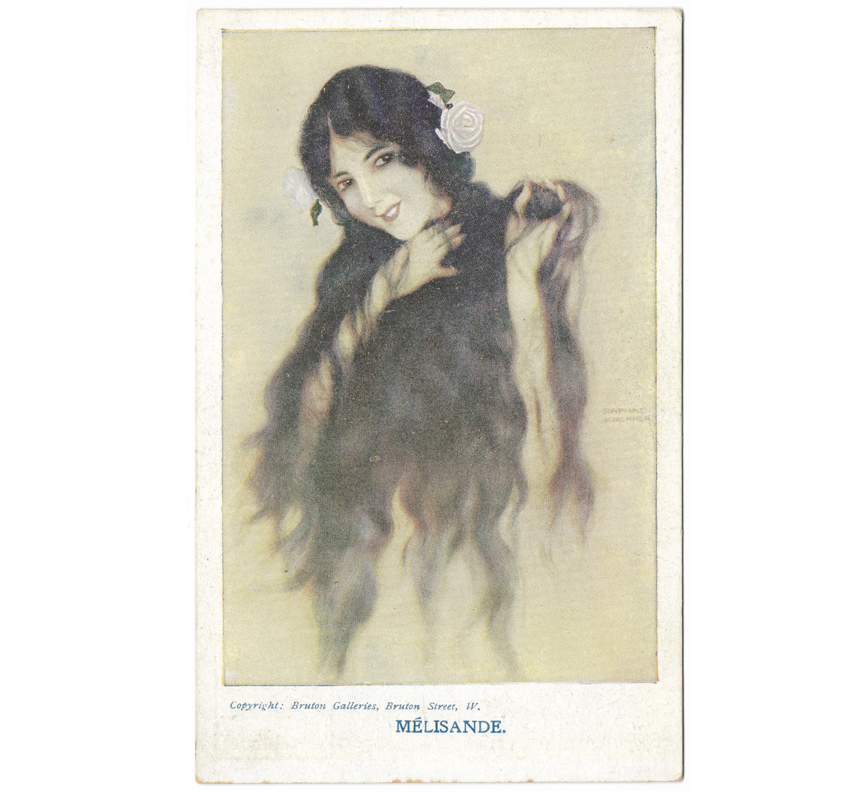 アンティークポストカード はがき 絵葉書 by Raphael Kirchner Vintage Postcard Mélisande by Raphael Kirchner Unused C1918