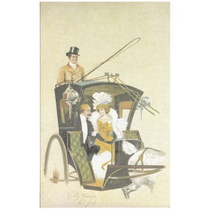 Le chauffeur connaît sa part de cabine édouardienne et de passagers à la mode, inutilisé c1901, calèche