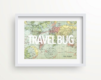 Map Wanderlust Travel Gift World Map Art Print Wall Etsy - 