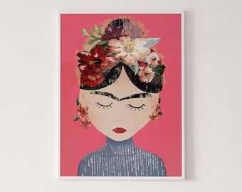 Frida print, Frida illustration, Frida exhibition poster, feminist art, minimalist print, home décor, high quality art