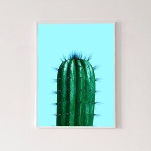 Blue columnar cactus poster, high quality print, home decor, wall art, contemporary poster, gallery wall, art print