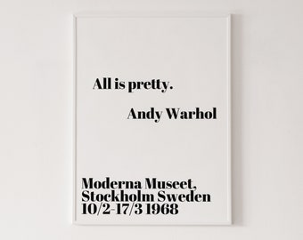 All is pretty poster, Andy Warhol quote, typographic print, home decor, typography wall art, contemporary poster, gallery wall, art print
