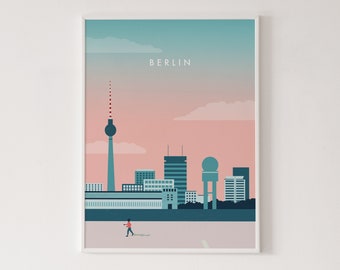 Berlin illustration, Berlin poster, Germany print, Berlin city print, travel poster, Berlin cityscape print, cityscape wall art