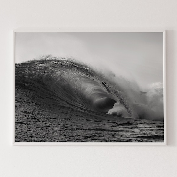 Wave poster, black and white photography, nautical home decor, high quality photo, ocean poster, wave photograph, sea art print, beach art