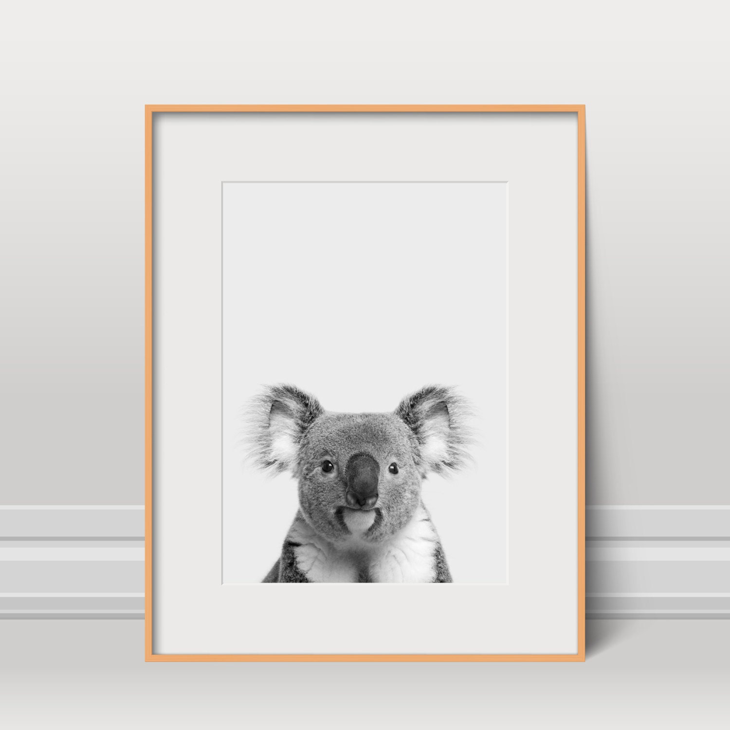 Koala Print Cute Animal Poster Black And White Instant Etsy