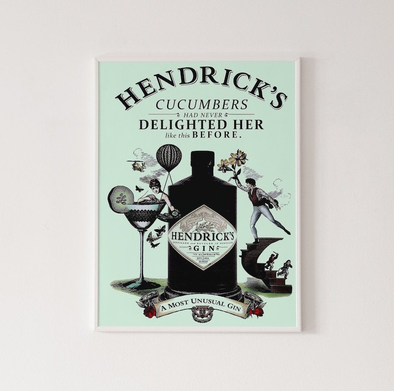 Vintage Hendrick's gin poster classic advertising print Etsy