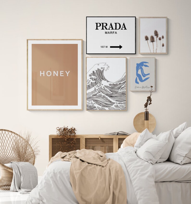 honey typography love honey poster Honey print modern home decor living room art sweet honey print boho decor typographic wall art