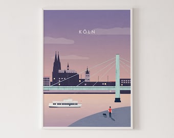 Köln Illustration, Köln Poster, Deutschland Druck, Köln Stadt Druck, Reise Poster, Koln Druck, Köln Stadt Bild, Köln City Wall Art