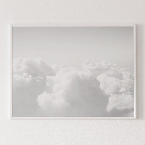 Clouds poster, black and white photography, cloud photo, high quality print, home decor, wall art, contemporary poster, gallery wall