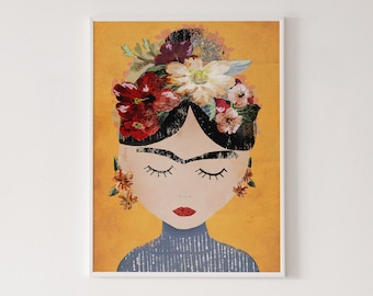 Frida print, Frida illustration, Frida exhibition poster, feminist art, minimalist print, home décor, high quality art