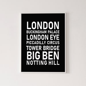 London landmarks poster, high quality print, home decor, wall art, contemporary poster, gallery wall, art print