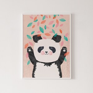Panda print, panda bear print, cute kid&#39;s poster, nursery decor, kid&#39;s bedroom poster, children&#39;s wall art, panda illustration, kids art