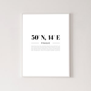 Prague coordinates poster, high quality print, home decor, wall art, contemporary poster, gallery wall, art print