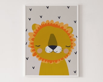 Little lion print, lion poster, nursery decor, kids bedroom poster, children's wall art, animal print, lion illustration, cute kids poster