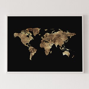 World map - gold poster, world map print, atlas wall art, globe print, travel poster, educational map poster, gallery wall, art print
