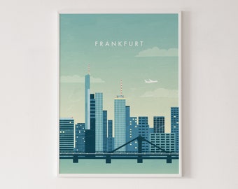 Frankfurt illustration, Frankfurt poster, Germany print, Frankfurt city print, travel poster, Frankfurt print, cityscape wall art