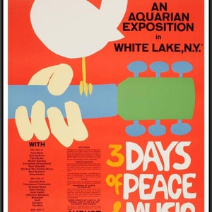 Woodstock Print, 1969 Festival Poster, Vintage Music Art Print ...