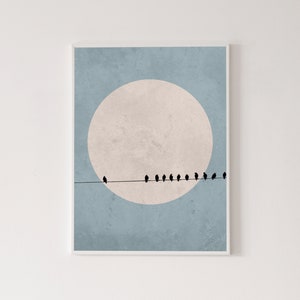 Birds at dusk poster, high quality print, home decor, wall art, contemporary poster, gallery wall, art print