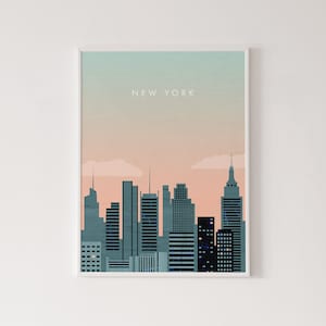 New York illustration, New York poster, NYC print, New York City print, New York travel poster, New York print, New York cityscape art
