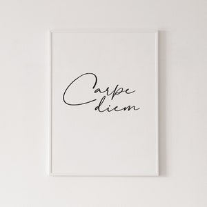 Carpe diem print, seize the day poster, motivational  print, black and white home decor, carpe diem, typographic art, typography poster,