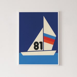 Sailing Regatta poster, sail boat print, sport wall art, yacht illustration, sailing yacht abstract art, minimalist print, sport home décor