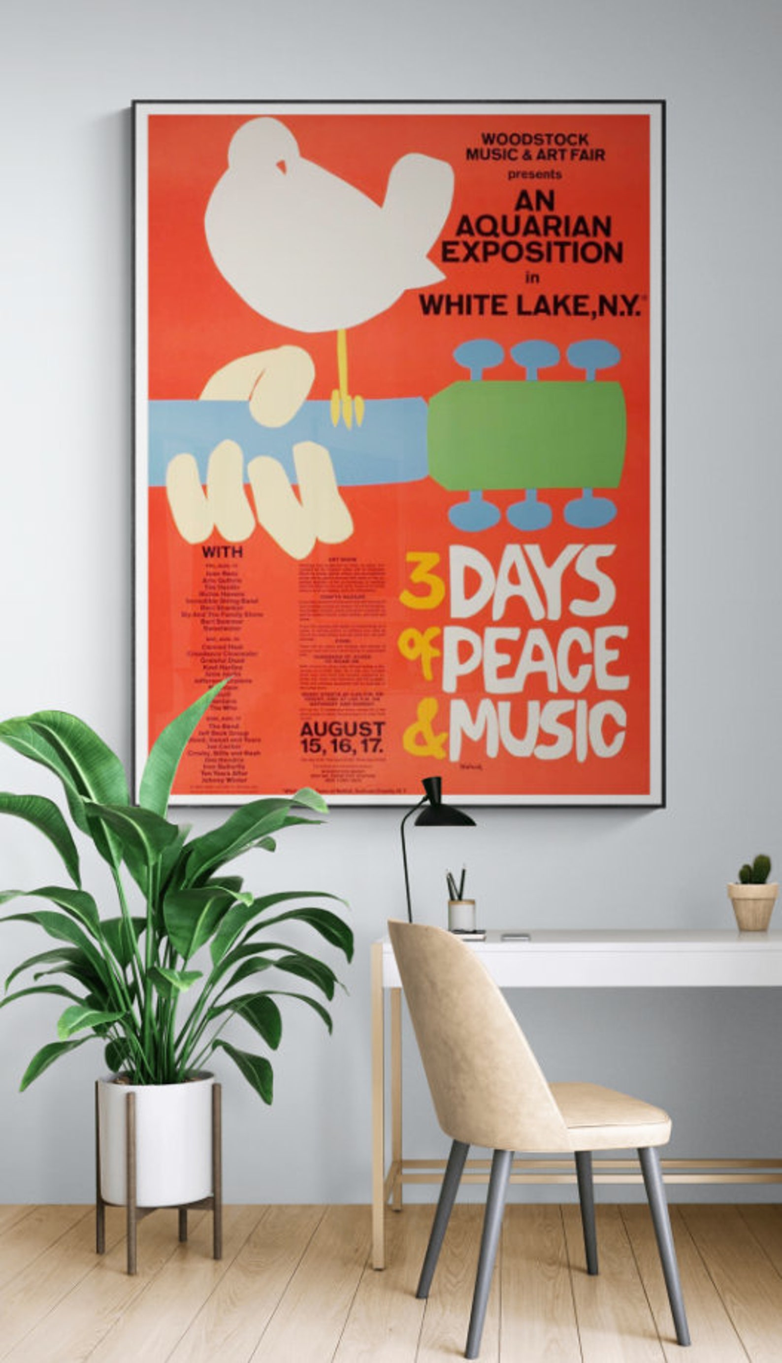 Woodstock Print 1969 Festival Poster Vintage Music Art | Etsy