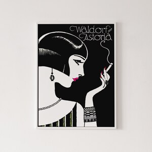 Waldorf Astoria vintage poster, classic print, black and white poster, high quality print, home decor, wall art, gallery wall, art print