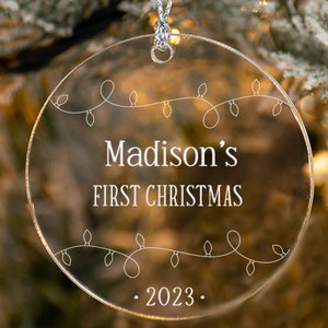 Custom Baby&#39;s First Christmas Ornament Gift For Baby My First Christmas Keepsake Custom Engraved Acrylic Ornament Baby Keepsake