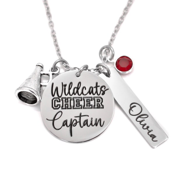 Custom Cheer Captain necklace with custom name and crystal! You customize it!