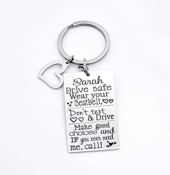 Personalized Drive safe key chain, gift for new driver, sweet 16, don't  text and drive